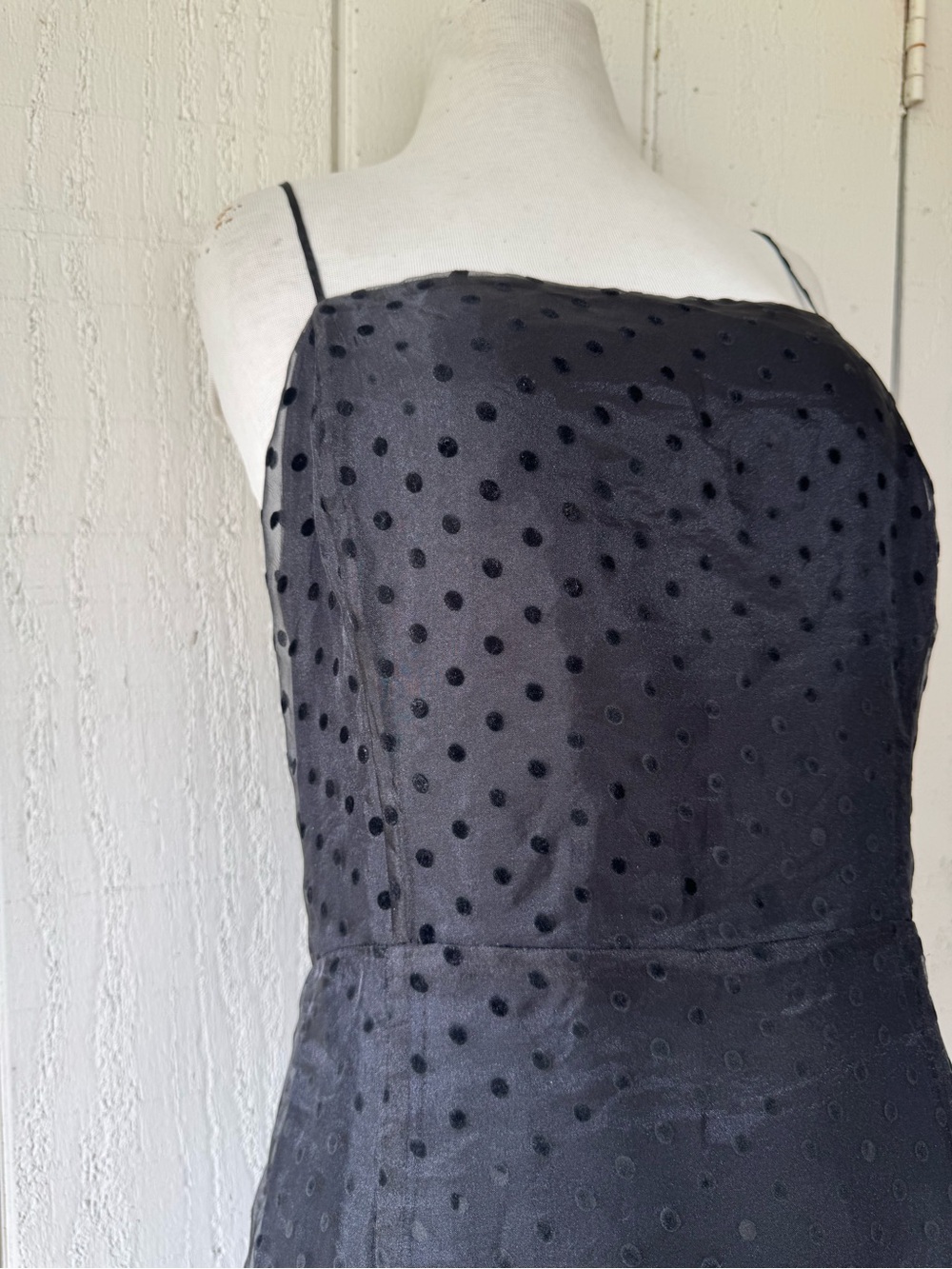 ModCloth Black Sheer Swiss Dot Witchy Maxi Black Dress XL Goth Criss Cross Back - Picture 5 of 9